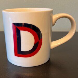 OPALHOUSE Letter "D ” Monogram Initial Maroon and Metallic Gold Ribbed Mug ~